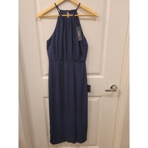 Lulus Dreamy Date Night Navy Blue Sleeveless Midi Dress